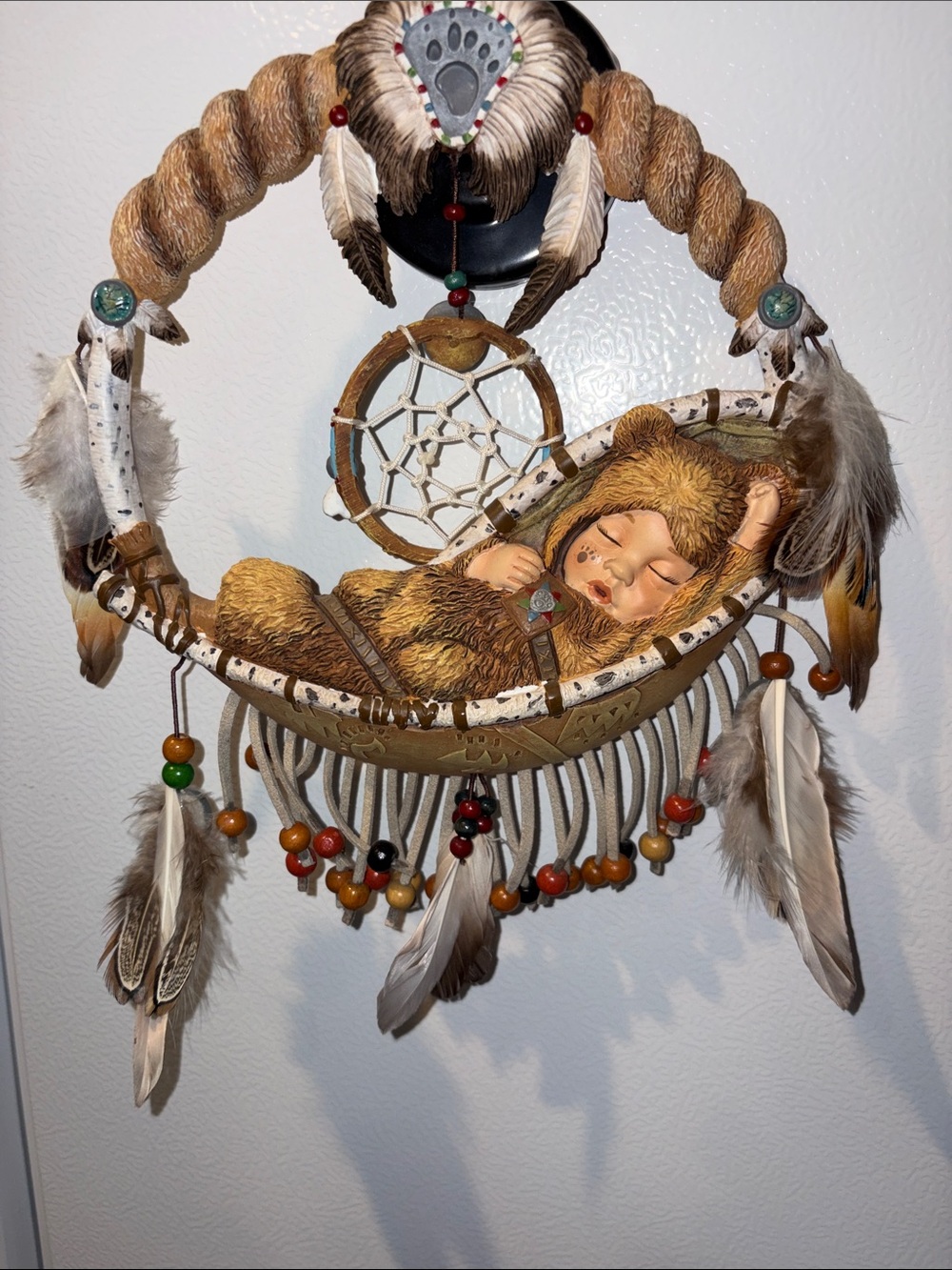 The Bradford Exchange Brown, Cream and Tan Dreamcatcher Baby in Cradle Necklace - Picture 3 of 8